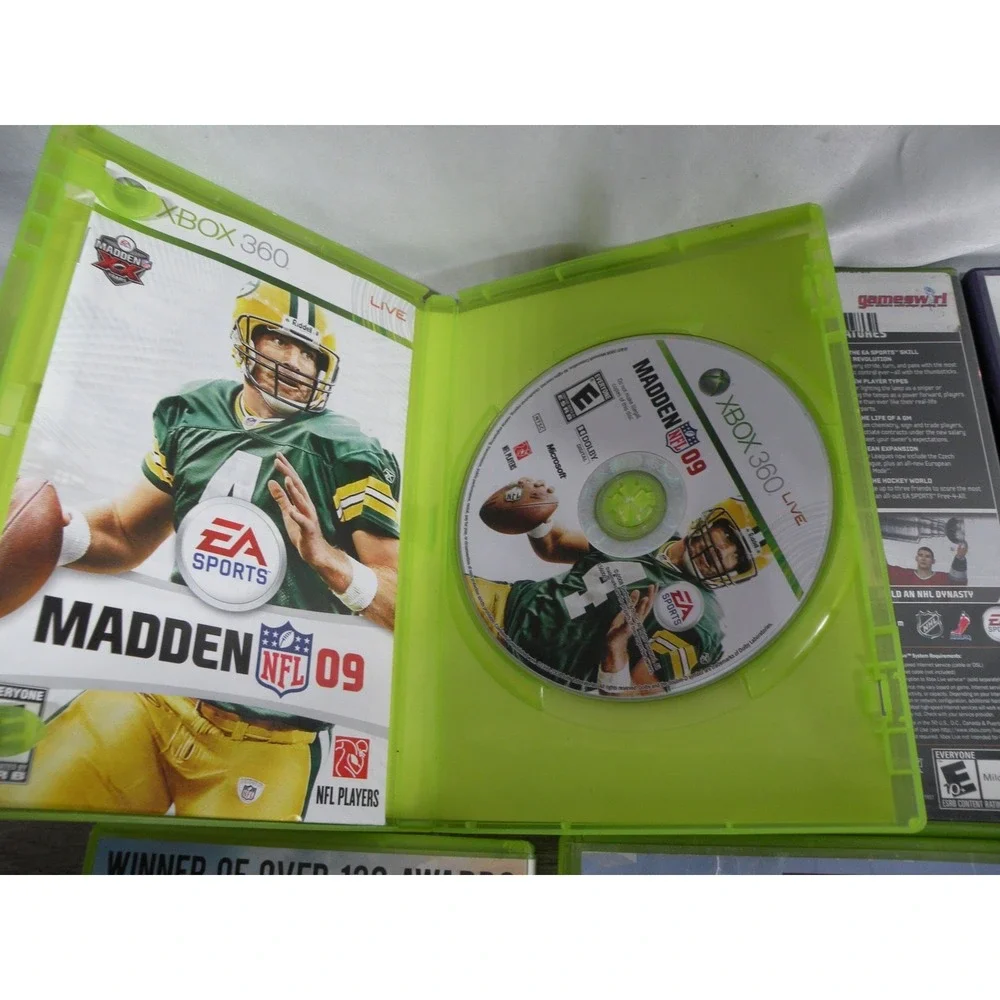 Xbox 360 Video Game Lot - Madden 09, NHL 07, Kinect Adventures & More! (8 Games)